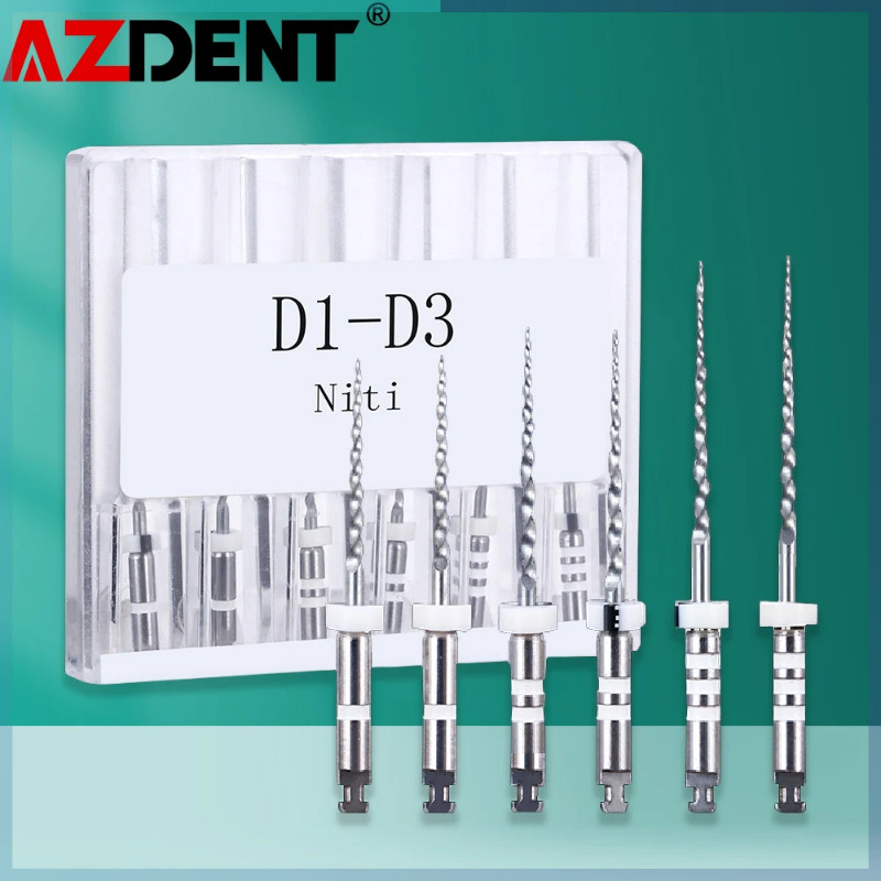 ♞,♘,♙6ชิ้น/แพ็ค AZDENT ทันตแพทย์ Retreatment เครื่องยนต์ Root Canal NiTi แฟ้ม D1-D3