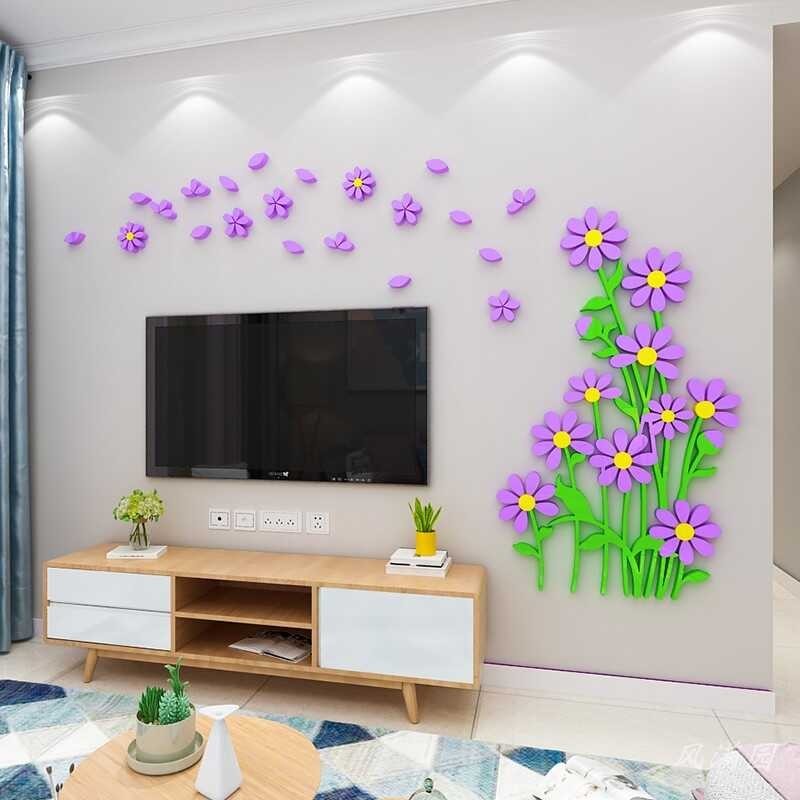 warm Creative and floral 3D acrylic three-dimensional living room, bedroom decoration, stickers for
