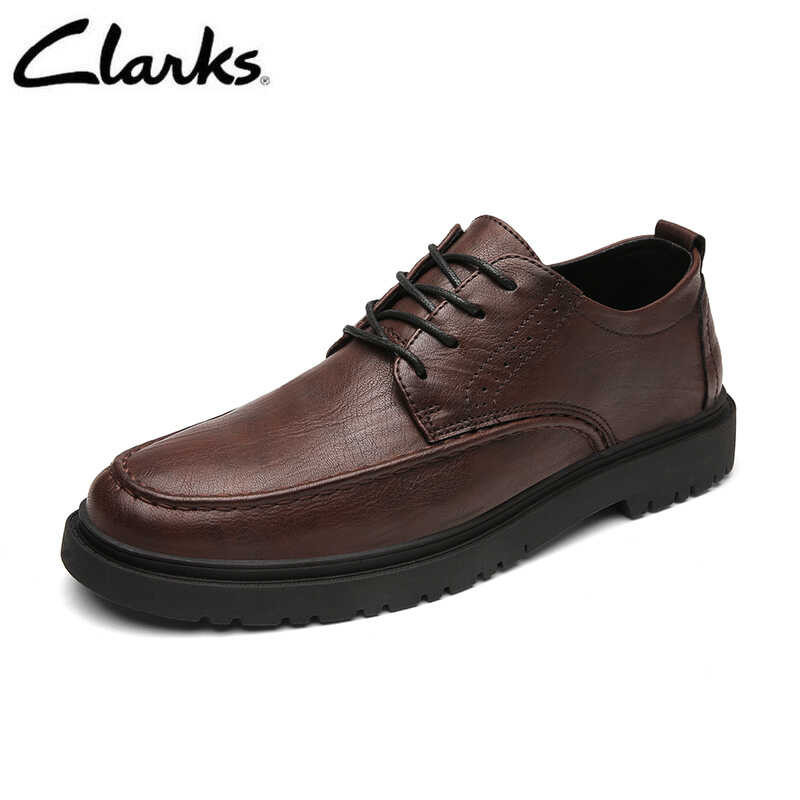 Dennet Clarks_Mens Casual หนังสีดำต่ำ รองเท้าหนังลำลองสำหรับผู้