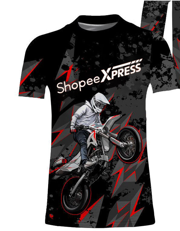 [Ready-Stock] 2024 SHOPEE Rider แขนสั้น (ขายดี)Jersey Corner SHOPEE XPRESS Motorcycle Riders Full Sublimation [ฟรีชื่อที่กําหนดเองและตัวเลข]