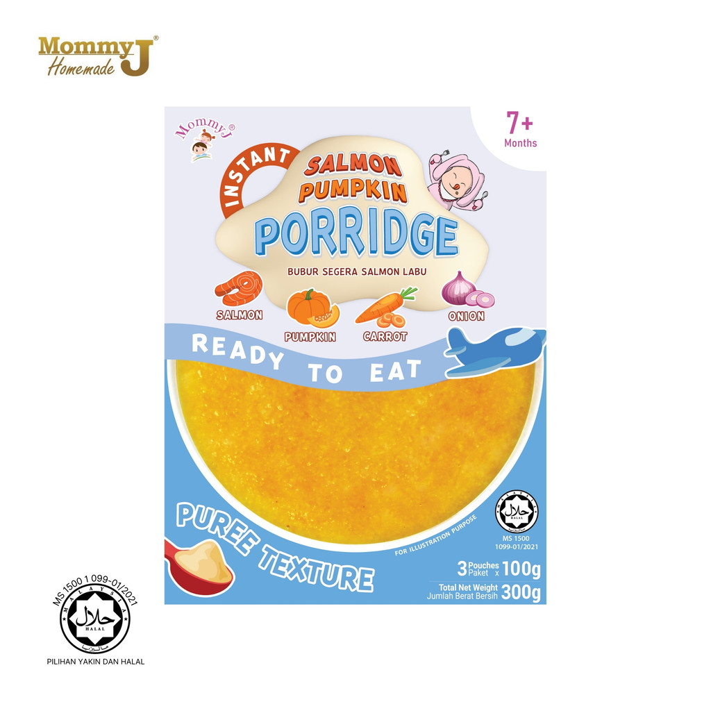 MommyJ (Exp 21.09.2026) Baby Instant Porridge Salmon Pumpkin 300grams/3x100grams 7months+