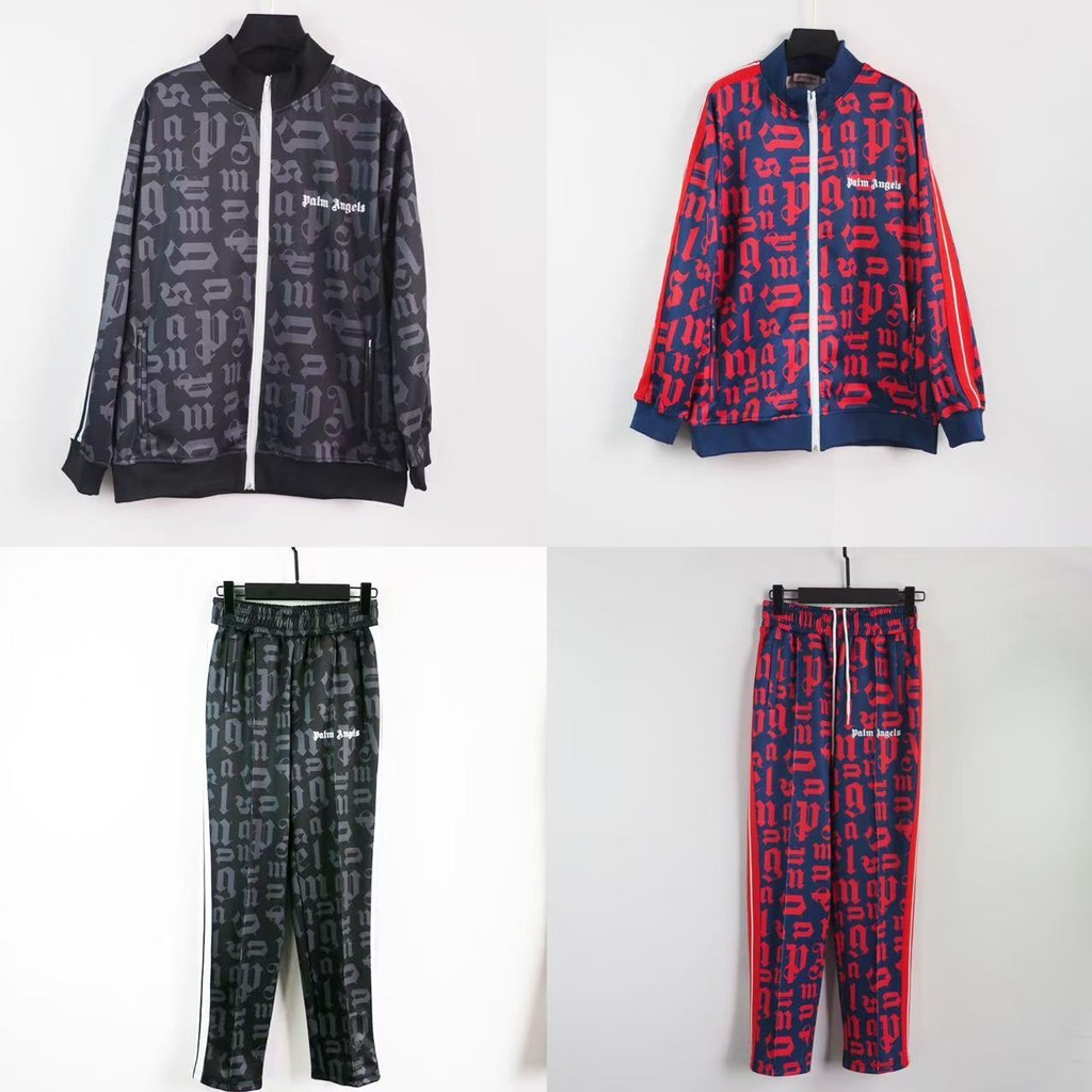 Palm Palm Palm Angels Classic Full Print Letter Jacket Jacket Climax High Street Casual Pants Set