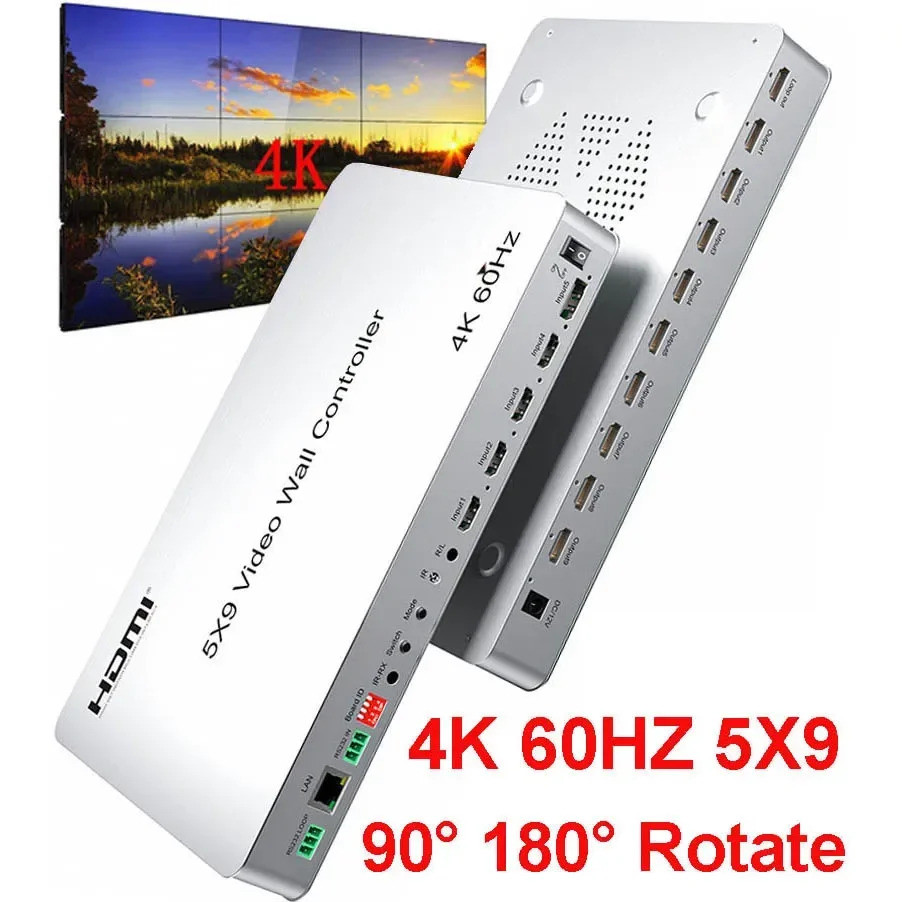 4K 60hz 5x9 HDMI Video Wall Controller 2x2 3x3 Multi Screen Splicing โปรเซสเซอร์ทีวี Splicer 4x1 HDM