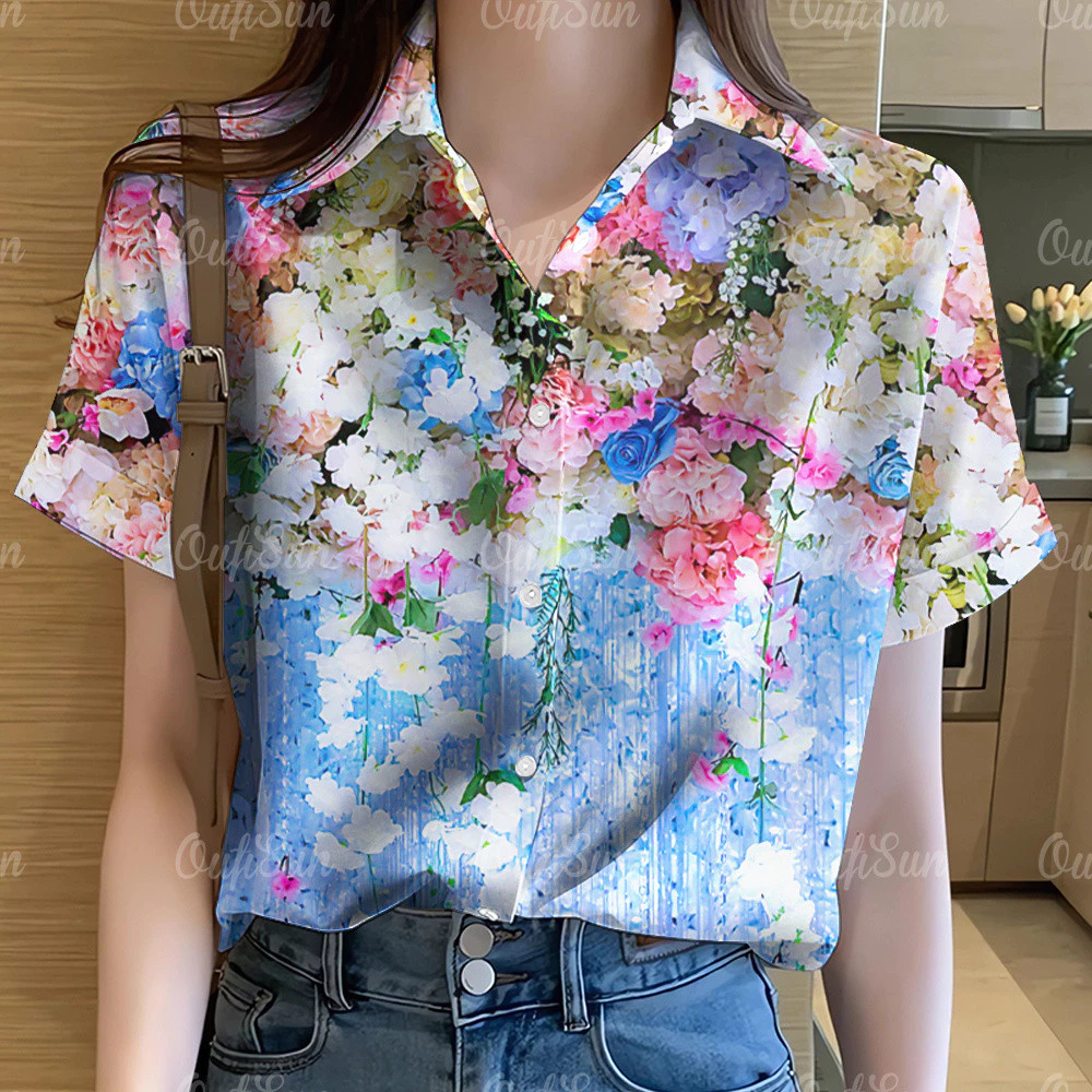 เสื้อฮาวายผู้หญิงลายดอกไม้แขนสั้นทรงโอเวอร์ไซส์ ไซส์ 42 thumbnail 9