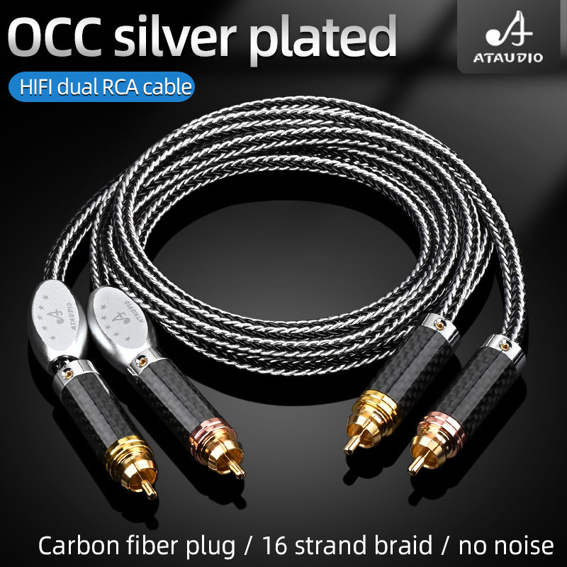 หนึ ่ งคู ่ HIFI RCA Cable OCC Silver Plated RCA Audio Interconnct Cable Hi-end RCA to RCA Cable พร ้ อมปลั ๊ ก RCA ชุบทอง