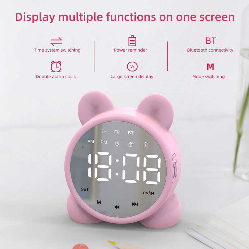 Children's New Bluetooth Speaker Alarm Clock, Children's Sleep Bedside Alarm Clock, Digital Wake-U