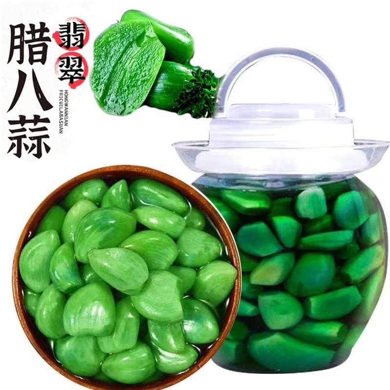 มณฑลซานตงพิเศษสีเขียวกระเทียมดองแปดกระเทียมดองเปรี ้ ยวหวานกระเทียม