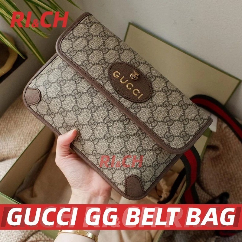 ♞,♘#Rich Gucci ราคาถูกที่สุดใน Shopee แท้Gucci GG Supreme Belt Bag OPHIDIA GG SMALL กระเป๋าคาดเข็มข