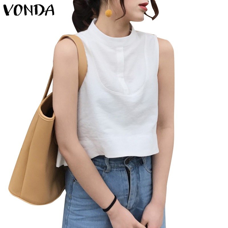 Vonda เสื้อแขนกุดลําลอง คอกลม สไตล์เกาหลี สําหรับผู้หญิง