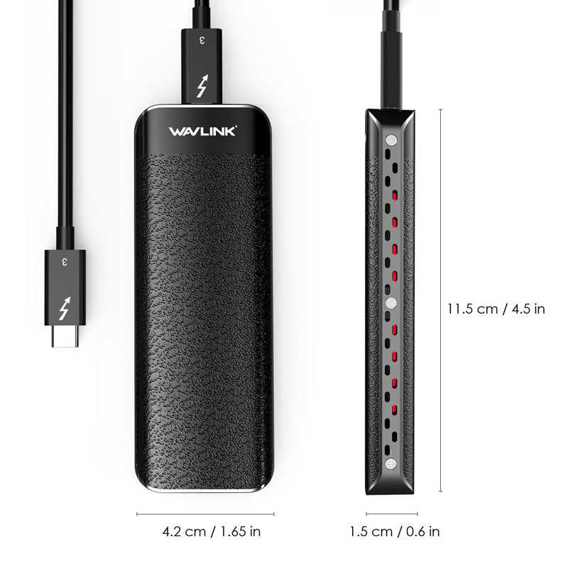 3 Wavlink Thunderbolt Enclosure, Portable PCIe NVME SSD Drive, External Hard Disk Speed up to 3940  