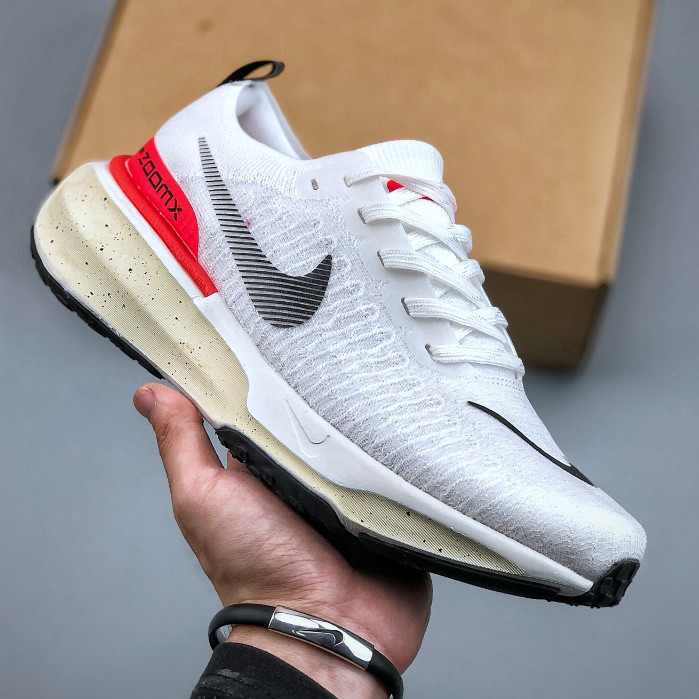 Nike ZOOMX INVINCIBLE RUN 3 รองเท้าผ้าใบสีขาวสีแดงรองเท้าวิ่ง UNISEX สำหรับชาย/หญิง