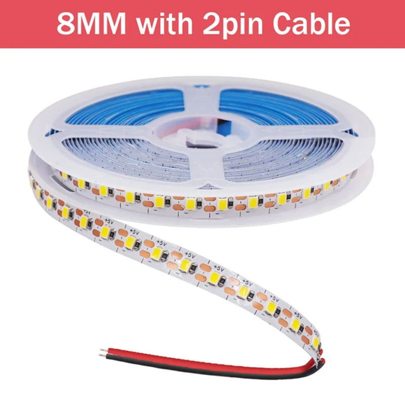 5m ไฟ LED Strip 12V DC 2835 SMD 120LEDs/M Warm White + สีขาว Pixel Strip ยืดหยุ่น LED เทปตกแต่งบ้าน 8 มม.PCB ใหม่