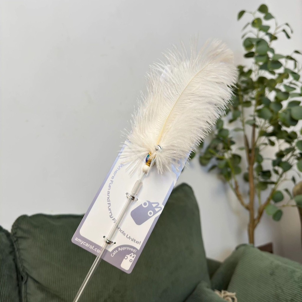 Amy Carol Taiwan Cat Stick Ostrich Feather Retractable Large Feathers Playable And Bite-resistant H