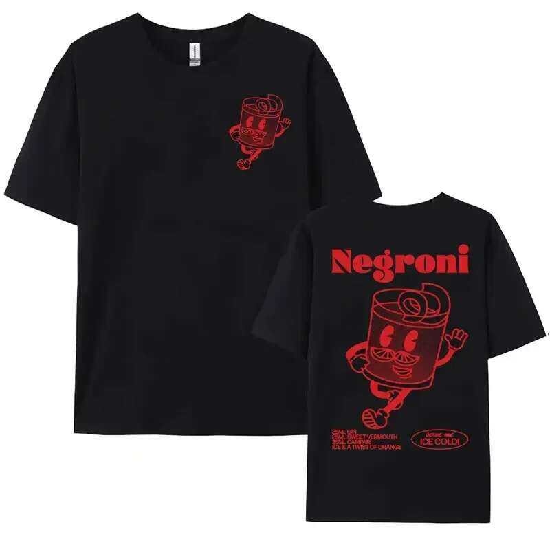 ▥ เสื้อยืดลายกราฟฟิค Negroni เครื่องดื่มค็อกเทลตลกๆสำหรับผู้ชายผู้หญิงเสื้อยืด Y2k ▥
