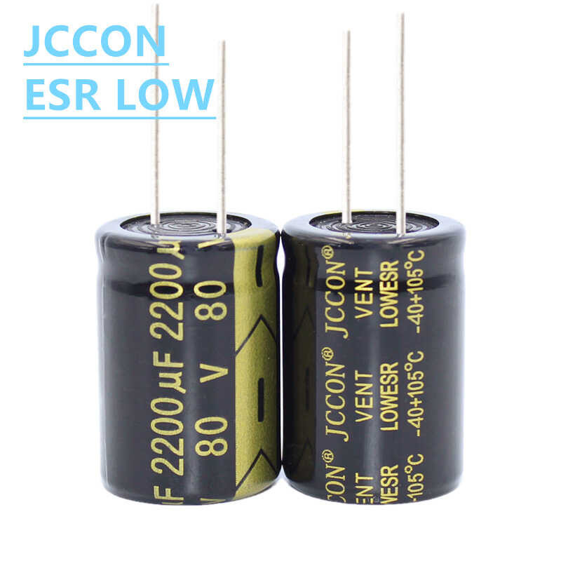 Jccon ตัวเก็บประจุชนิดอลูมิเนียมอิเล็กโตรไลต์1ชิ้น80v2200uf ตัวเก็บประจุที่มีความต้านทานต่ำความถี่สู