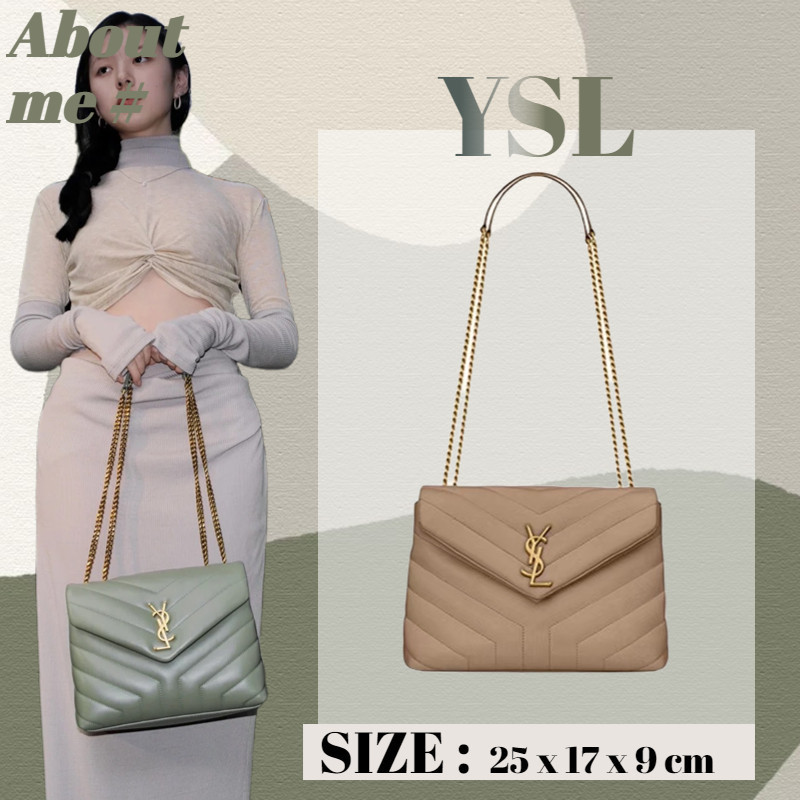 ♞,♘,♙แซงต์โลรองต์  YSL Saint Laurent LOULOU กระเป๋าหนัง Y-quilted ขนาดเล็ก / กระเป๋าโซ่ / กระเป๋าสะ