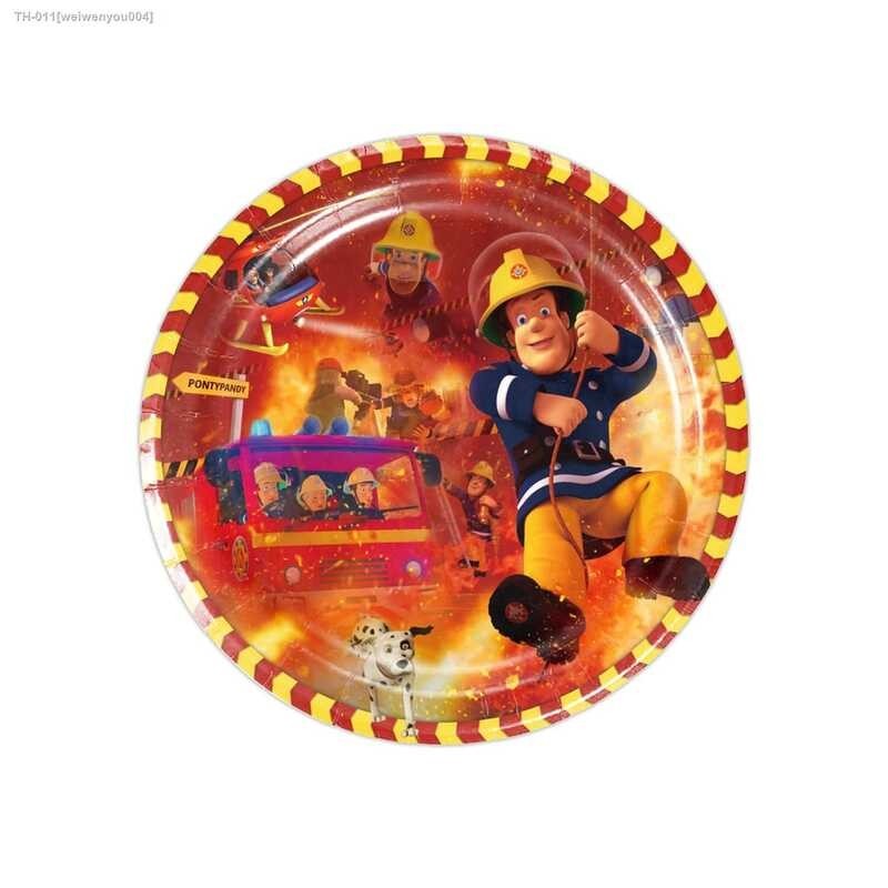 Fireman ✉☋ Sam Party Supplies Disposable Tableware Set Paper Plates Cups Tablecloth Fire Truck B