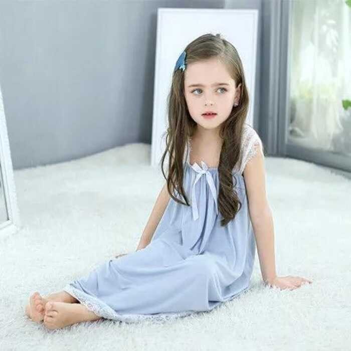 ➧ Summer Children Girls Dress Sleepwear White Lace Cotton Princess Vintage Nightgowns Baby Nightd
