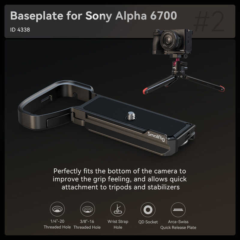 ➧ Smallrig Baseplate Built-In Arca Swiss Quick-Release Dual Cold Shoe Mount Plate For Sony A6700