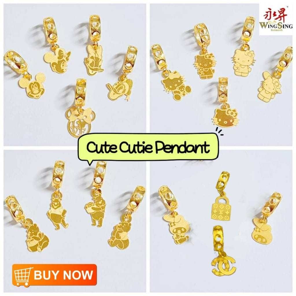 Wing Sing 916 Gold Cute Cutie Pendant/ Koleksi 2 Loket Emas PDR Emas 916