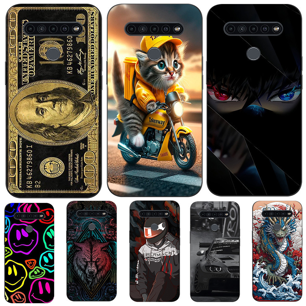สําหรับ LG K41S K51S 2019 กรณีโทรศัพท์ปกหลังซิลิคอนสีดํา Tpu แมวน่ารัก