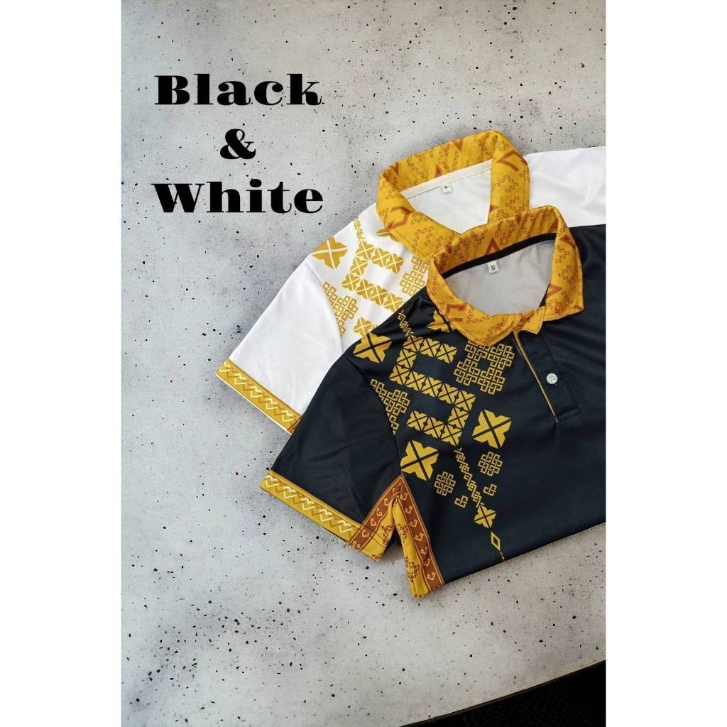 เสื้อโปโลลายวอโทนสีขาวดำ เสื้อลายไทย เสื้อโปโลพิมพ์ลาย ผู้หญิง Clothing คอปก Shirt Women Polo Girl Lady