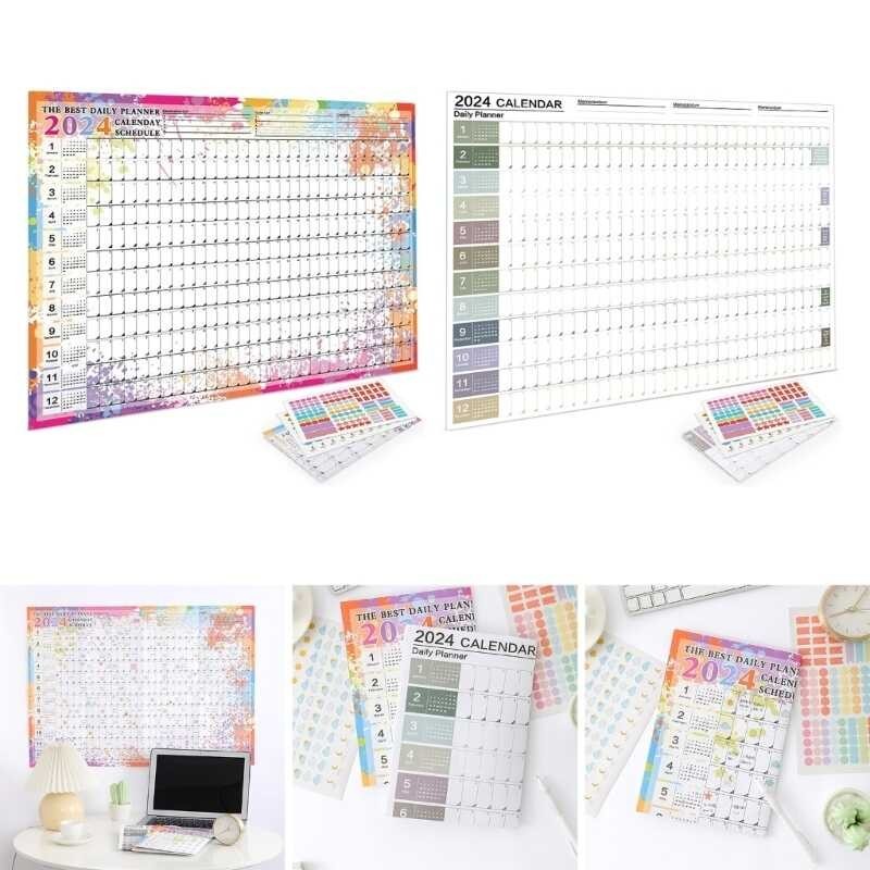 Wall OFBK Calendar Year Planner 2024 In Poster Size 14 Months - Landscape Format - Wall Planner Yea