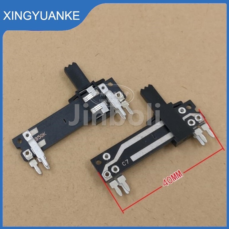 5pcs 40 มม.4 ซม.ตรงสไลด์ Potentiometer Resistor B50K คู่ 6Pins Mixer Fader 50K Ohm Stroke 28 มม.