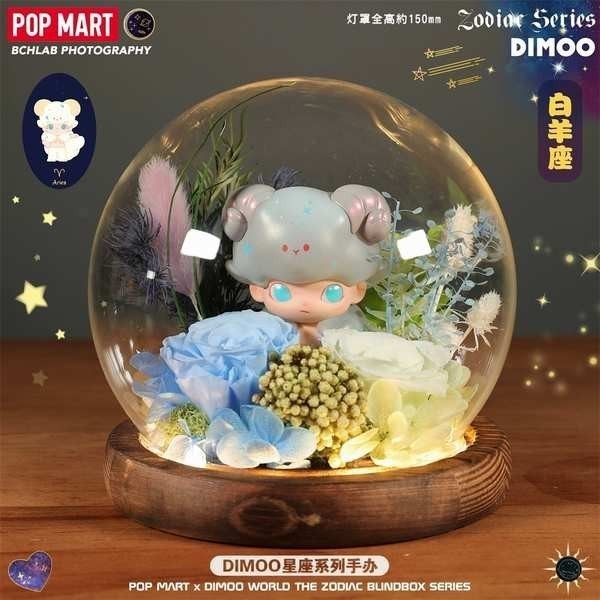 popmart official popmart ของแท้ POPMART Bubble Mart DIMOO ราศีสัญญาณตาบอดกล่องกุหลาบอมตะดอกไม้กระแส