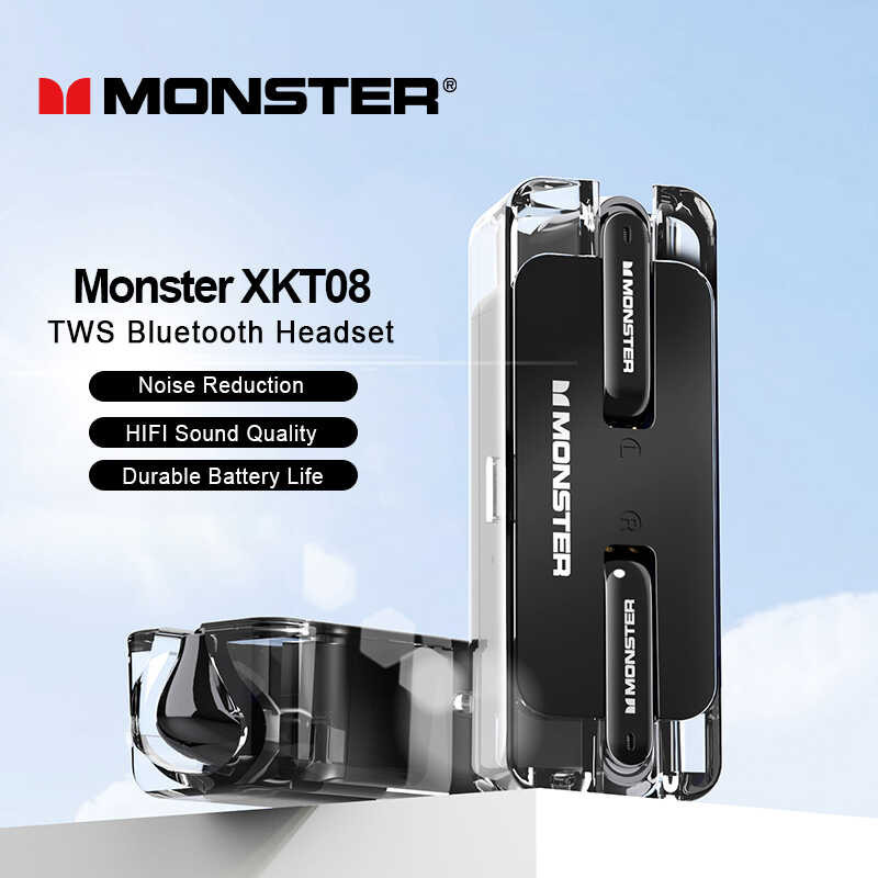 Original Monster Xkt08 Bt5.3 Wireless Bluetooth Earphones HIFI Low Latency Noise Reduction Headphon