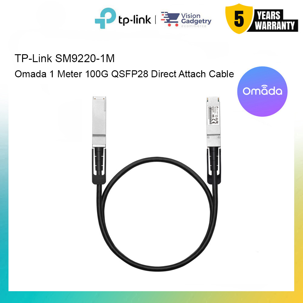 TP-Link SM9220-1M Omada 1 เมตร 100G QSFP28 สายเคเบิลเชื่อมต่อโดยตรง