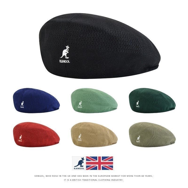 C375_ KANGOL 504 หมวกเบเร่ต์ ผ้าตาข่ายขนสัตว์ ลายจิงโจ้ สไตล์อังกฤษ สําหรับผู้หญิง