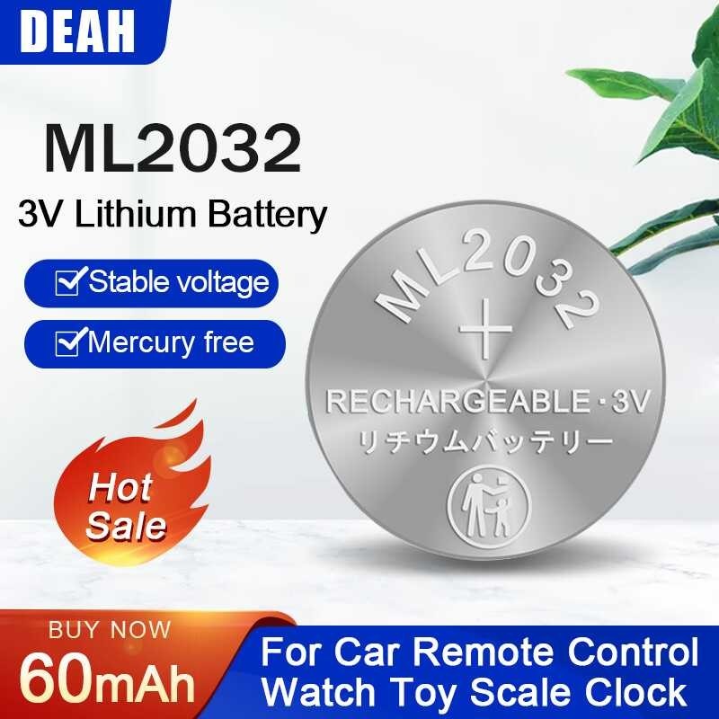 แบตเตอรี่แบบชาร์จไฟได้ลิเธียม3v Ml2032 2-10ชิ้นใช้แทน Cr2032 CR 2032 Ecr2032