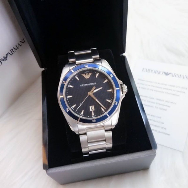 ♞,♘นาฬิกา Emporio Armani Men's Sport Blue Dial Stainless Steel Watch AR11100