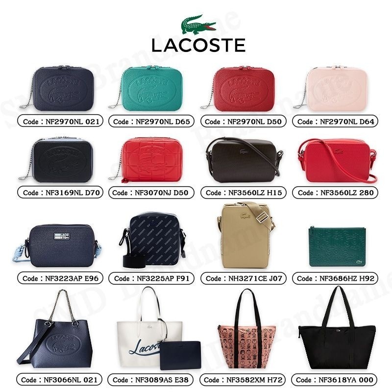 ♞,♘,♙Lacoste กระเป๋าสะพายข้างผู้หญิง กระเป๋าสะพายไหล่ คล้องไหล่ [สินค้าแท้ 100%]