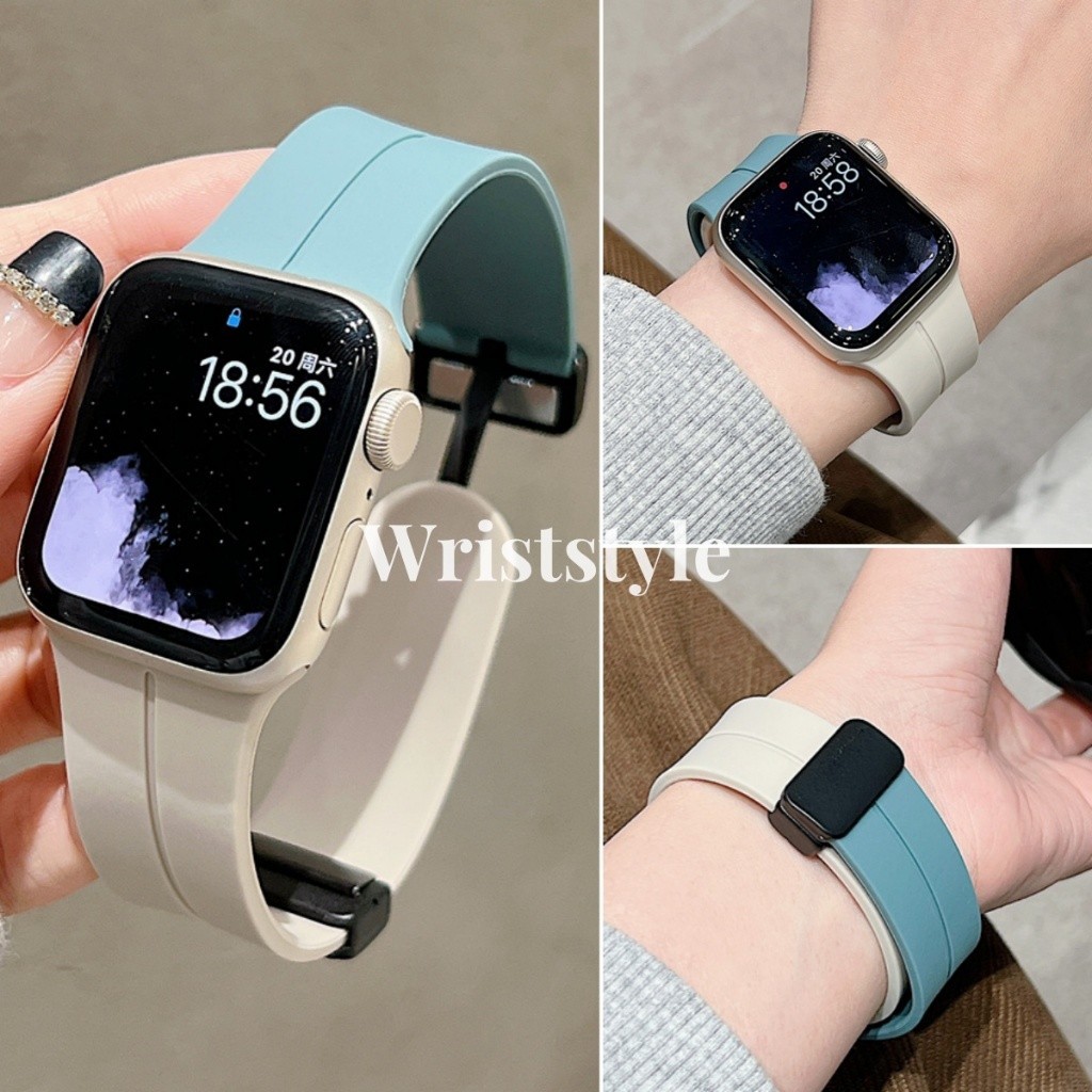 สายนาฬิกาข้อมือ ยางซิลิโคนนิ่ม แม่เหล็ก แบบเปลี่ยน สําหรับ Apple Watch S9 8 7 6 5 4 3 SE2 ULTRA iWa