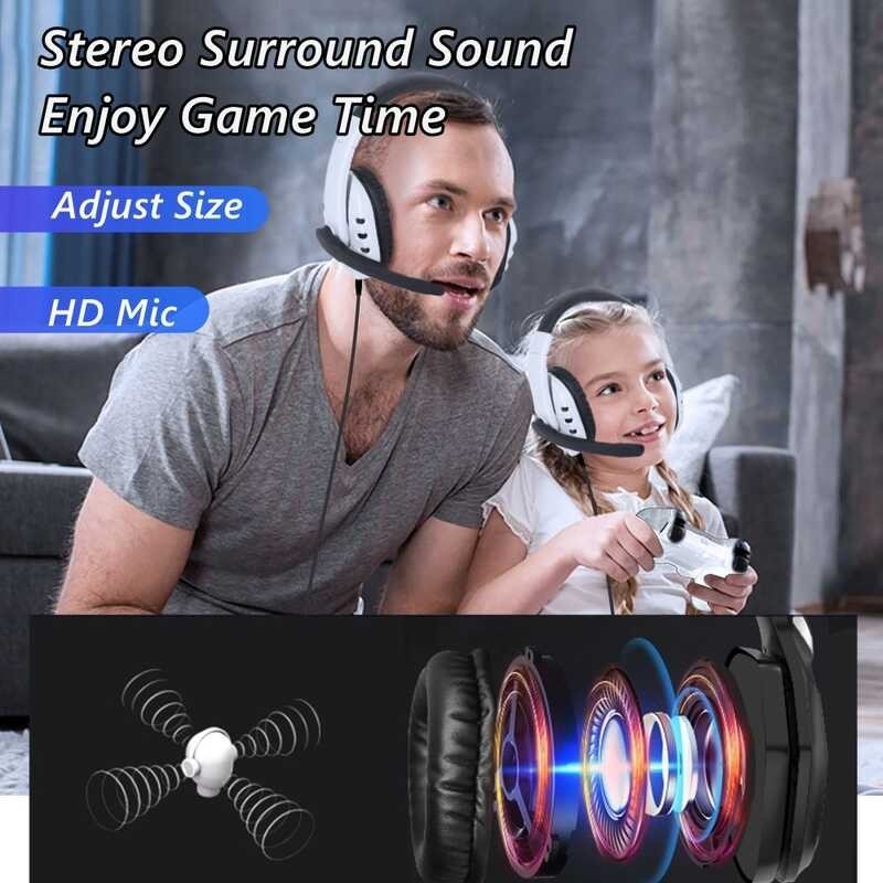 Ps4 【Dt】Hot Ps5 Headset Gamer Laptop Stereo Bass Headphones With Microphone Phone Tablet Kids Adu