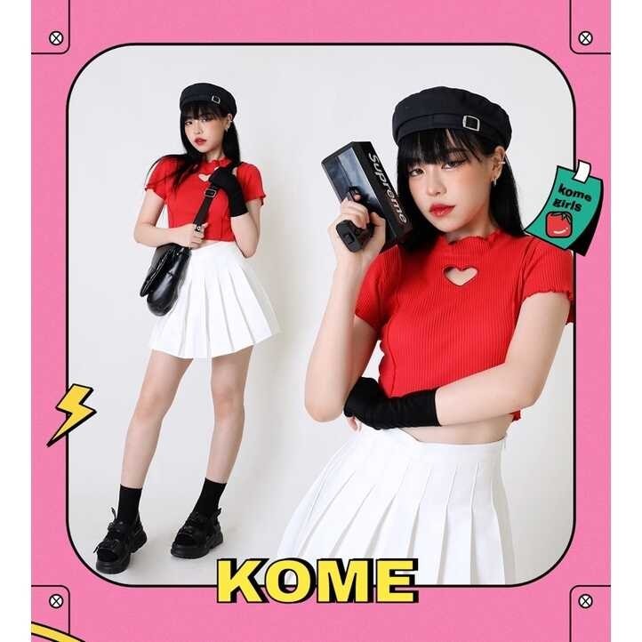 ❤ Kome.Girls เสื้อยืดผ้าร่องเจาะหัวใจ รุ่น Blaire Top