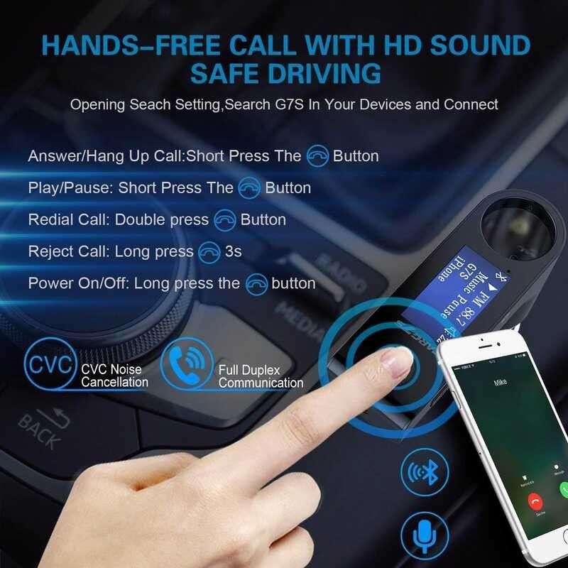 ❤ EKLEVA Bluetooth Transmitter สำหรับรถไร้สาย FM อะแดปเตอร์วิทยุด้