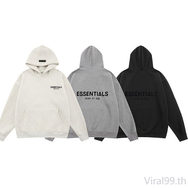 เสื้อฮู้ดดี้ ทรงหลวม พิมพ์ลายตัวอักษร ESSENTIALS 2024 สําหรับคู่รัก