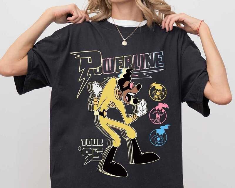 เสื้อ A Goofy Movie Powerline World Tour 95, เสื้อ Powerline ภาพยนตร์ Goofy วินเทจ, เสื้อ Retro Disn