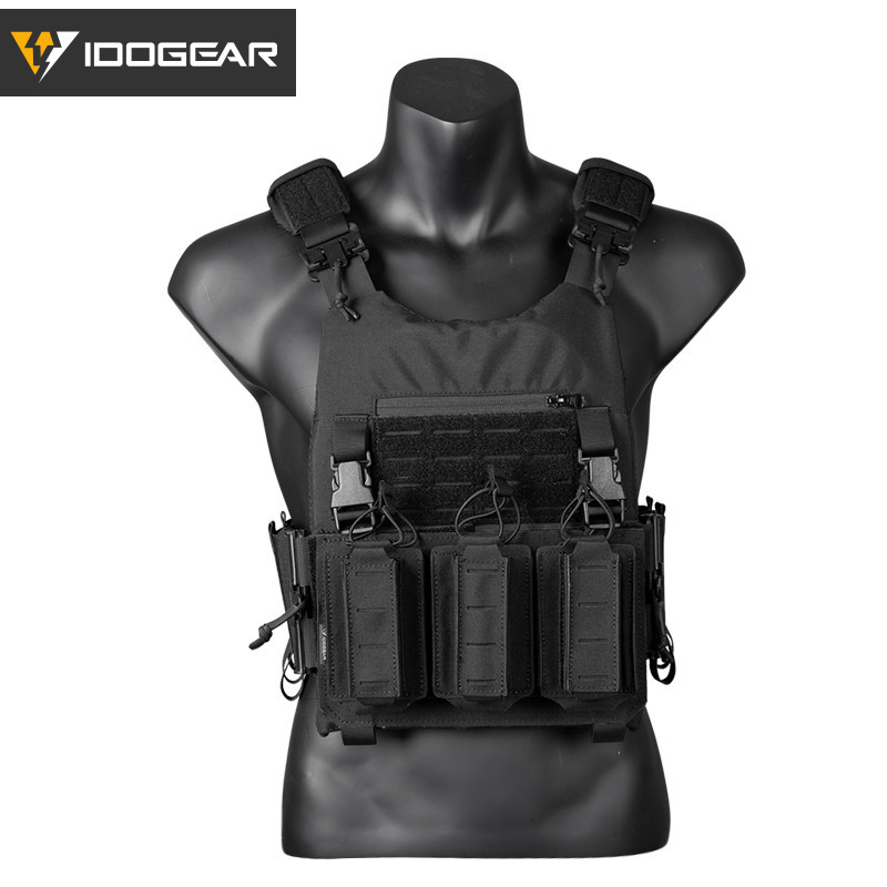 Idogear Tactic Plate Carrier พร ้ อมแผ ่ นโฟมด ้ านในพร ้ อม 556 9mm Triple Pouch MOLLE 3318