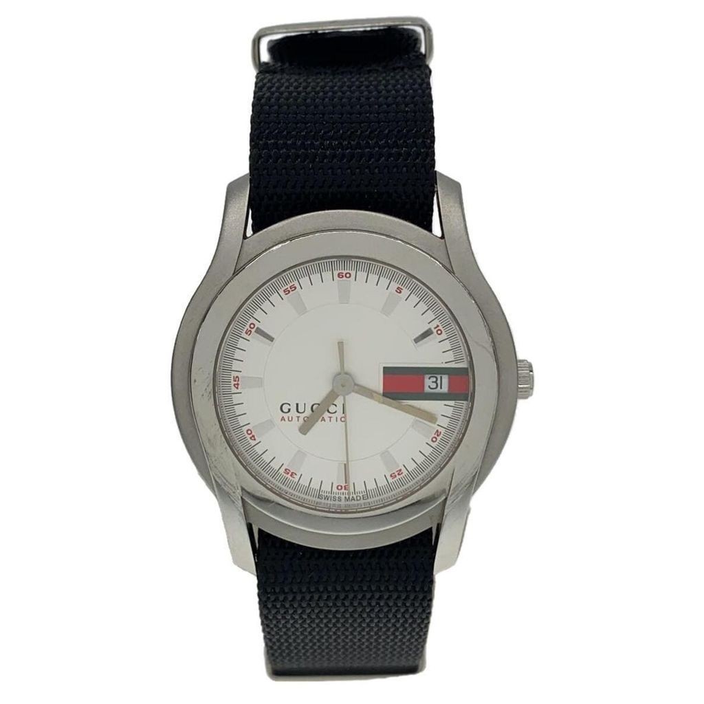 Gucci นาฬิกาข้อมือ สายเข็มขัด สีขาว สีดํา มือสอง ส่งตรงจากญี่ปุ่น สําหรับผู้ชาย

