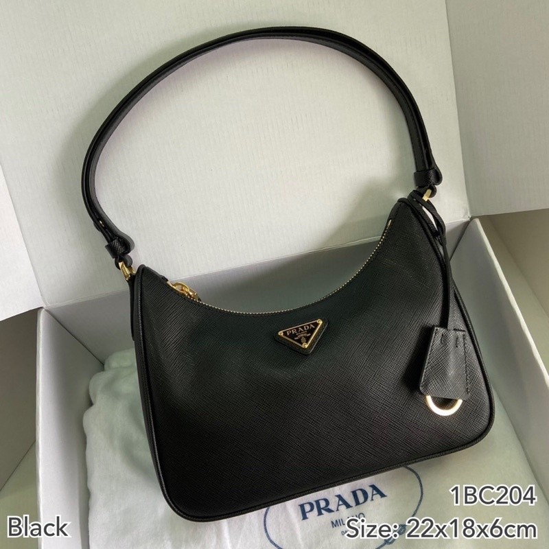 ♞,♘ถูกที่สุด ของแท้ 100% Prada hobo Saffiano leather mini bag (1BC204)