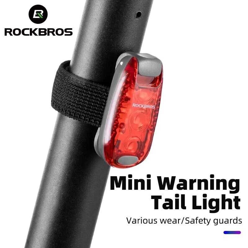 ROCKBROS Bike Tail Light Mini MTB Road Bike Light Warning Helmet Light Rear Bag Light Portable Runn