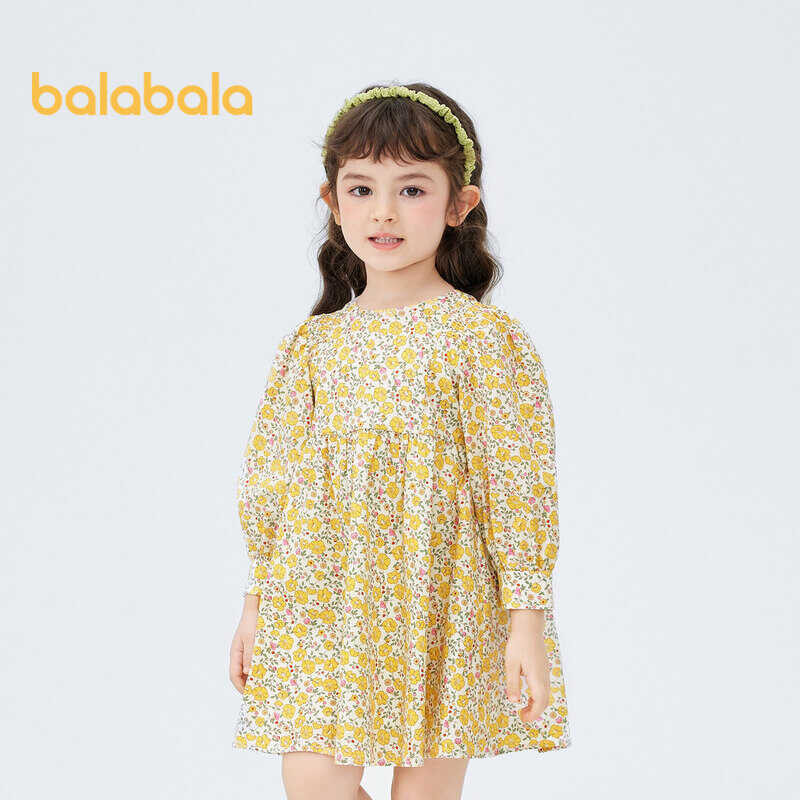 ❤ Balabala Toddler Girl Autumn Fashion Tea Break Pastoral Floral Dress