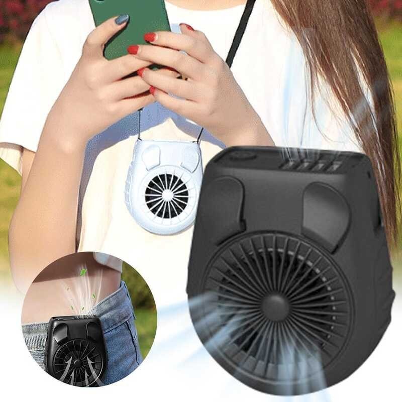 พัดลมคอขนาดเล็กพร้อมแบตเตอรี่ 5000mAh พัดลมแขวนเอว การ