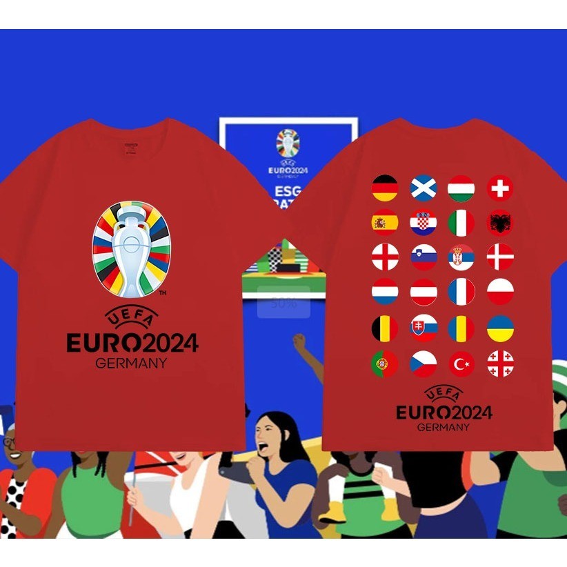 สไตล์ใหม่ 2024 uefa european football championship พิมพ์ผ้า การแข่งขันฟุตบอลยูโร แบบ Unisex S-5XL U-