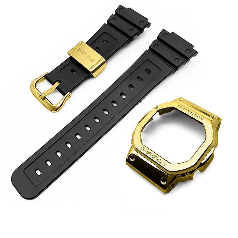 Rubber Metal Case+ Band G-shock DW5600/5610 GW5600E Stainless Steel Case for DW5600 Watch Accessori