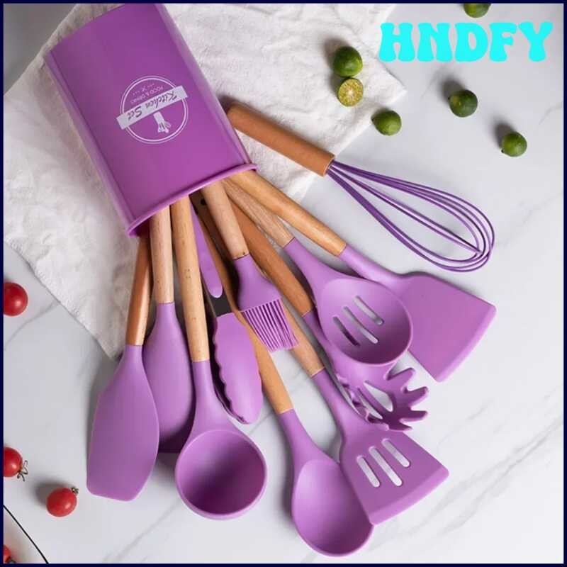 Set HNDFY Carote Alat Masak ไม้อุปกรณ์ทำครัวพลั่วแบบไม่ติดเครื่